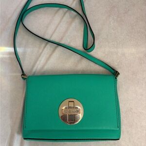 Kate Spade Turquoise Leather Turnlock Crossbody Bag
